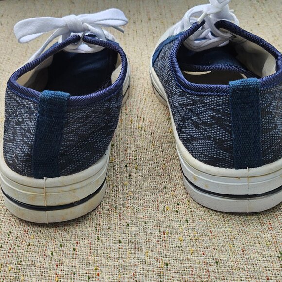 Fast Men Sneaker Canvas Blue/White Shoes Lace Up White Laces White Rubber Toe - Picture 5 of 10